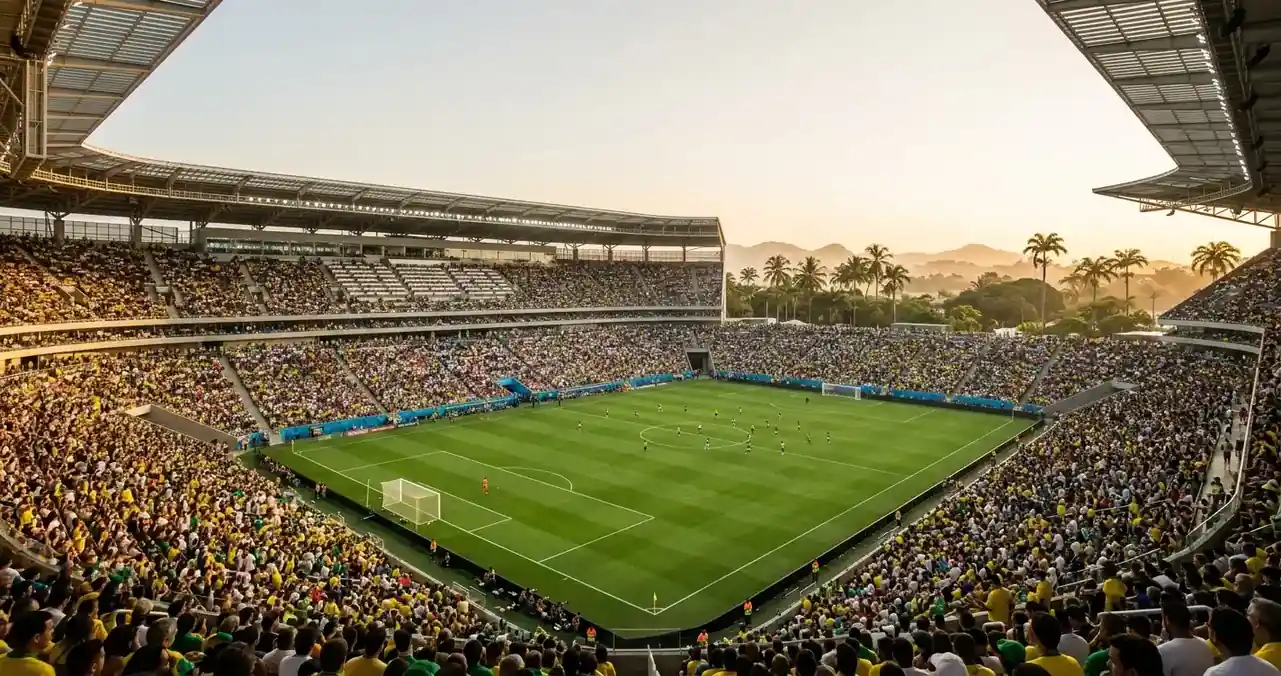 A sun-drenched World Cup stadium ahead of a decisive Group C fixture