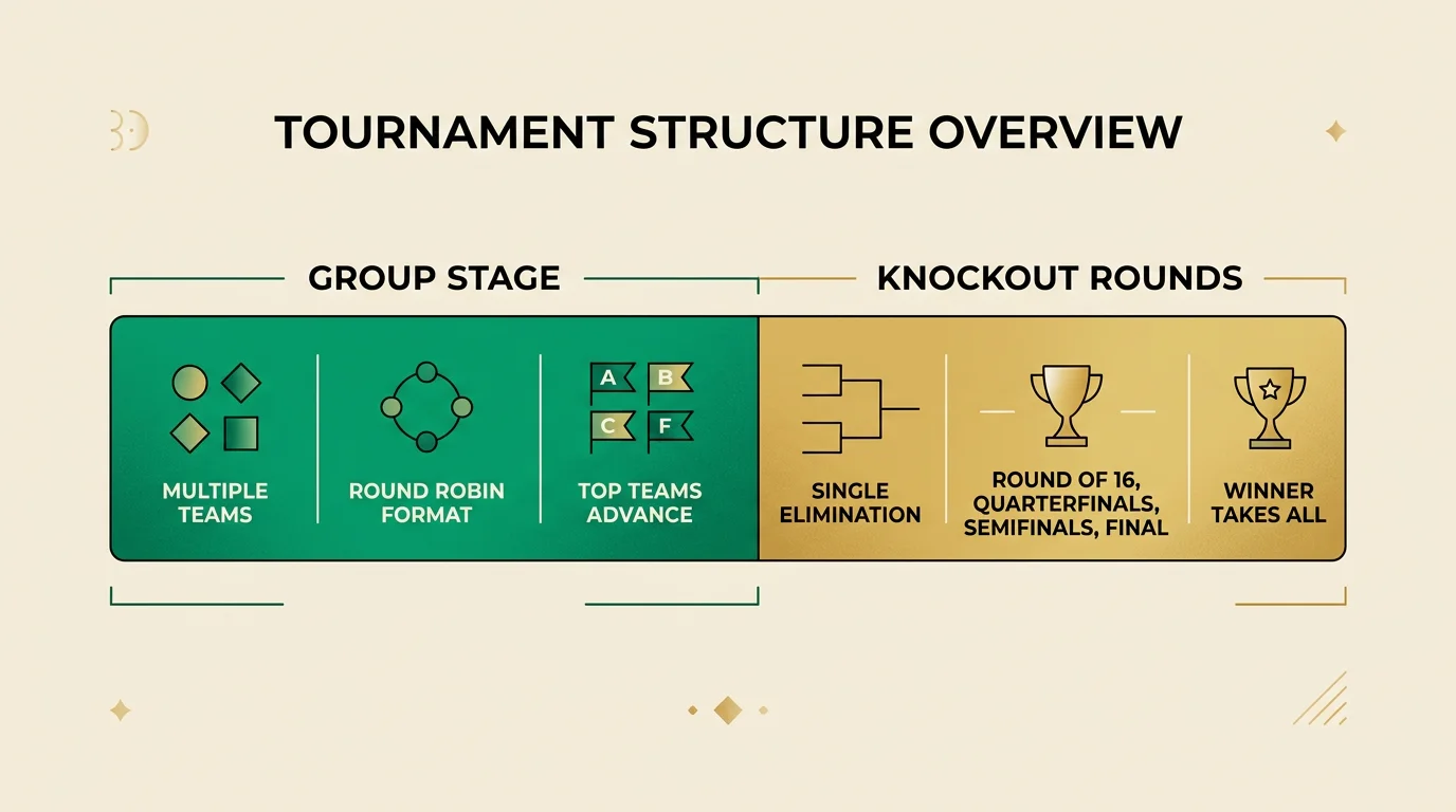 Visual representation of bankroll allocation across tournament phases showing percentage distribution for group stage and knockout rounds