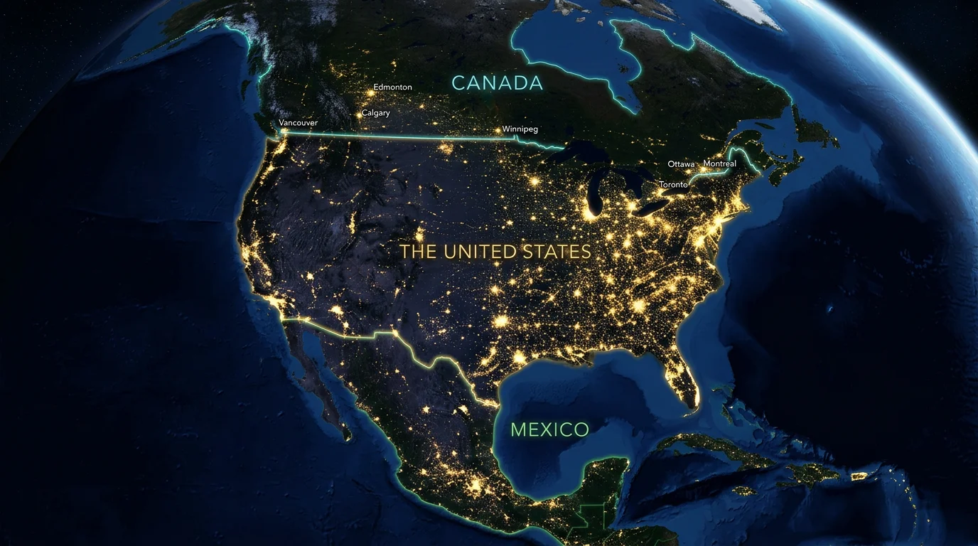 Geographic map showing World Cup 2026 venue distribution across United States, Mexico, and Canada with group stage match allocations highlighted